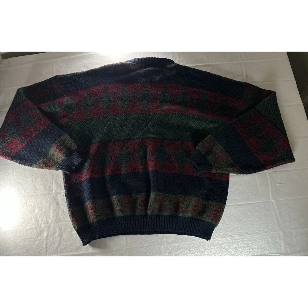 Vintage Aspetuck Trading Co Wool Blend Sweater Mens Large Nordic Grandpa Knit US